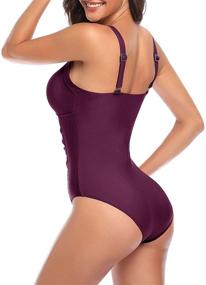 img 1 attached to 👙 Flattering Tummy Control Vintage Bathing Suit: Tempt Me Women Ruched Slimming One Piece Swimsuits