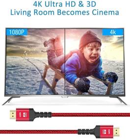 img 2 attached to 🔴 Высокоскоростной красный HDMI-кабель Highwings 4K 60Гц - 6,6 футов - 18 Гбит/сек космическая оплетка для HDR, 4K 2160p, 1080p, 3D - совместим с ARC и Ethernet, HDCP 2.2 - идеально подходит для мониторов, HDTV.
