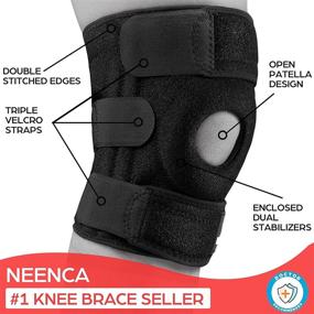 img 1 attached to 🏋️ NEENCA Knee Brace with Side Stabilizers & Patella Gel Pads | Adjustable Velcro Straps Knee Support Wrap for Knee Pain, Running, Meniscus Tear, ACL, Joint Pain Relief, Injury Recovery, Sports | 4 Sizes | ACE-55