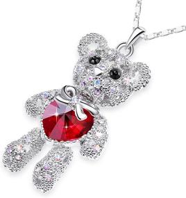 img 4 attached to 🐻 Cute Teddy Bear Necklace: Heart Crystal Pendant, 18 Inches Chain in Gift Box - Perfect Kawaii Present for Junior Teen Girls