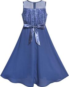 img 3 attached to Girls Dress Rhinestone Chiffon Bridesmaid Girls' Clothing in Dresses