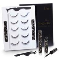 lashidol magnetic eyelashes set with eyeliner kit, 5 pairs reusable 3d magnetic false lashes - 2021 upgraded premium for natural-looking makeup & eyelash extensions, no glue needed - women's & girls' favorite logo