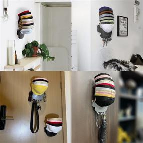 img 1 attached to 🧢 Compact Wall Mount Hat Rack with 4 Hooks - Organize up to 20 Ball Caps Easily with this Hat Holder and Organizing Hanger for Walls, Doors, Closets, Living Rooms, and Bedrooms