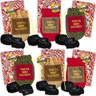 🍷 north pole enterprises inc. santa's naughty list set - bundle with gift bag, lump of coal & naughty list pin (set of 6) logo