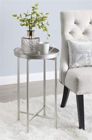 img 1 attached to Kate and Laurel Celia Round Metal Foldable Accent Table 🪑 with Tray Top in Silver: Conveniently Stylish Furniture for Your Home