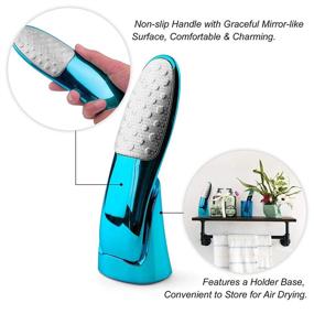 img 1 attached to 👣 Durable Double-Sided Foot Scrubber with Holder and Mirror-Like Handle - Never-Cut-Your-Skin Callus Remover for Feet, Best Pedicure Foot File and Easy to Use