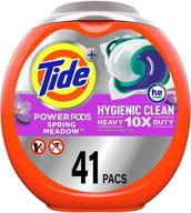 🌼 tide hygienic clean heavy duty power pods laundry detergent pacs, spring meadow - 41 count, visible & invisible dirt logo