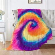 🌈 mystcover rainbow tie dye flannel blanket 50"x40" - lightweight cozy couch bed plush quilt for home, camp, travel, and gifts - novelty warm throw towel for girls, women, kids - ideal birthday present logo