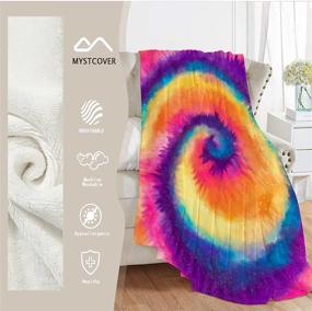 img 2 attached to 🌈 Mystcover Rainbow Tie Dye Flannel Blanket 50"x40" - Lightweight Cozy Couch Bed Plush Quilt for Home, Camp, Travel, and Gifts - Novelty Warm Throw Towel for Girls, Women, Kids - Ideal Birthday Present