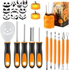 img 1 attached to 🎃 Halloween Pumpkin Carving Tools - 24 PCS Stainless Steel Professional Carving Set with Carrying Case - Best Pumpkin Cutting Kit for Halloween