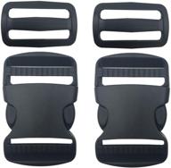 🔒 black plastic quick side release buckles and tri-glide slides for 1.5 inch webbing straps - perfect for luggage straps, pet collar, backpack repairing - eesteck 2 set logo