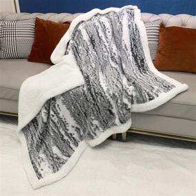 img 3 attached to Cozy up in Style: FANSIY Sherpa Blanket Throw - Soft Fuzzy Bed Blanket for All-Season Comfort