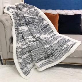 img 4 attached to Cozy up in Style: FANSIY Sherpa Blanket Throw - Soft Fuzzy Bed Blanket for All-Season Comfort