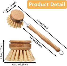 img 3 attached to 🧽 Natural Bamboo Scrub Cleaning Brush with Replacement Heads - Wooden Dish Brush for Kitchen Room Cleaning Supplies (Set of 8)