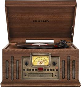 img 4 attached to 🎵 Crosley CR704B-WA Музыкант 3-х скоростной проигрыватель с радио, CD/кассетным плеером, входом Aux и Bluetooth, с отделкой валнутового ореха.