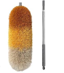 img 4 attached to 🧹 BOOMJOY Microfiber Feather Duster: 100" Extendable Pole | Telescoping Cobweb Duster for Cleaning Ceiling, Fan, Furniture | Bendable Head | Scratch-Resistant Cover | Washable | Orange