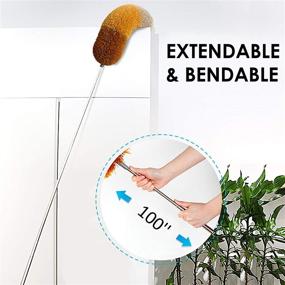 img 3 attached to 🧹 BOOMJOY Microfiber Feather Duster: 100" Extendable Pole | Telescoping Cobweb Duster for Cleaning Ceiling, Fan, Furniture | Bendable Head | Scratch-Resistant Cover | Washable | Orange