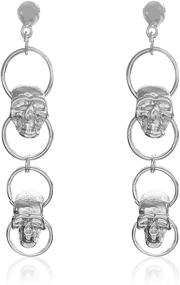 img 4 attached to 🖤 T-ztoss Large Skull Earrings: Unique Vintage Gothic Huggie Hoops with Tassel, Skeleton Death Devil, Goth Punk and Steampunk Design - Ideal Earrings for Women and Girls