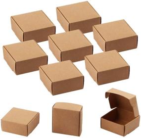 img 4 attached to SdootJewelry 100 Pcs Small Kraft Gift Boxes, 2.16 x 2.16 x 0.98 inches Mini 🎁 Brown Kraft Paper Boxes - Bulk Cardboard Ring Earring Jewelry Boxes for Small Business - Shipping Boxes