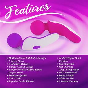 img 2 attached to 💜 Portable Mini Curved Massager - Full Body Muscle Soreness & Pain Relief - Sports Recovery - Cordless USB Rechargeable - 9 Vibration Modes - Silent, Powerful & Waterproof (Purple)