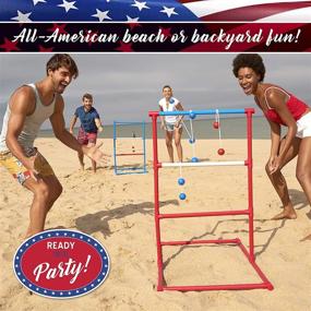 img 2 attached to 🎯 Franklin Sports Ladder Ball Set - 2 Targets with Weighted Bases and 6 Bolas - Ladder Golf Toss Outdoor Game for Beach or Backyard Fun - Professional, American, and Family Set Options