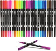 🎨 keebor dual tip brush markers 24-pack: vibrant watercolor pens for lettering, calligraphy, journaling, and coloring logo