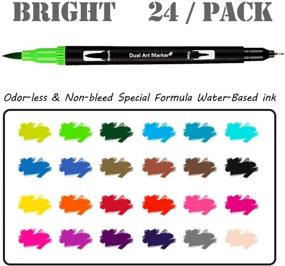 img 2 attached to 🎨 Keebor Dual Tip Brush Markers 24-Pack: Vibrant Watercolor Pens for Lettering, Calligraphy, Journaling, and Coloring