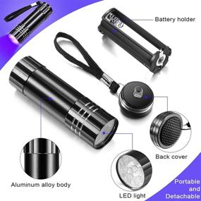 img 3 attached to 🔦 Portable UV Light Detector: 12 Pc Handheld Blacklight Flashlights, 395nm 9 Led Mini Light Torch, Ideal for Detecting Pet Urine and Dry Stains (Battery Not Included)