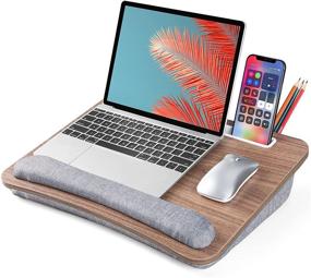 img 4 attached to 🛏️ Lap Desk for Laptop, LORYERGO, Fits up to 15.6", Ideal for Bed & Couch, Laptop Lap Desk with Cushion, Wrist Pad & Media Slot, Suitable for Adults & Kids - LELD12