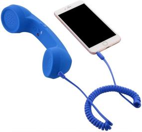 img 2 attached to 📞 Vintage Retro 3.5mm Telephone Handset Cell Phone Receiver Mic Speaker for iPhone iPad Mobile Phones Cellphone Smartphone (Blue) - CellCase