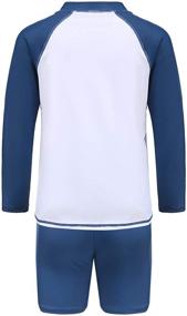 img 3 attached to 🩱 Kids Two Piece Sunsuits - Boys Long Sleeve Rash Guard Swimsuits Set with Swim Trunks