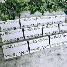 img 2 attached to 100-Pack Greenery Wedding Table Place Cards with Watercolor Floral Eucalyptus Design - Escort, Seating, Buffet & Christmas Dinner Folded Cards - Ideal for Parties, Birthdays