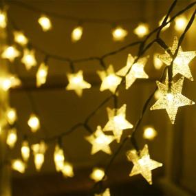 img 2 attached to 🌟 Mankinlu Solar Star String Lights - Outdoor Solar Powered Star Shaped Twinkle Fairy String Lights, 24.5ft 50LEDS in 8Modes, Waterproof Christmas Starry Lights String for Gardens, Patio, Lawn, Fence - Warm White