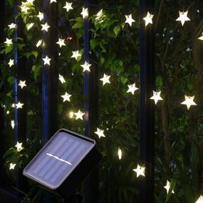 img 4 attached to 🌟 Mankinlu Solar Star String Lights - Outdoor Solar Powered Star Shaped Twinkle Fairy String Lights, 24.5ft 50LEDS in 8Modes, Waterproof Christmas Starry Lights String for Gardens, Patio, Lawn, Fence - Warm White