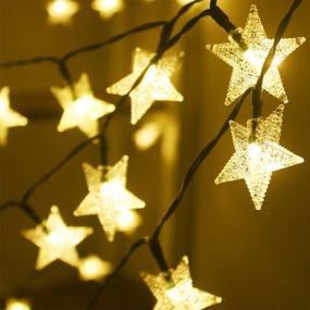 img 1 attached to 🌟 Mankinlu Solar Star String Lights - Outdoor Solar Powered Star Shaped Twinkle Fairy String Lights, 24.5ft 50LEDS in 8Modes, Waterproof Christmas Starry Lights String for Gardens, Patio, Lawn, Fence - Warm White