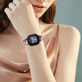 img 2 attached to 👌 Кожаные ремешки DAIKA Soft Slim для Fitbit Sense/Versa 3 - замена браслета для умных часов Sense Advanced - стильные аксессуары.