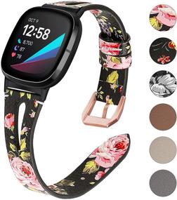 img 4 attached to 👌 Кожаные ремешки DAIKA Soft Slim для Fitbit Sense/Versa 3 - замена браслета для умных часов Sense Advanced - стильные аксессуары.