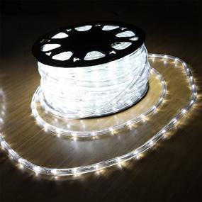 img 4 attached to 🌟 UL Certified 100ft Upgraded 2-Wire Low Voltage Rope Lights - Waterproof Daylight White Light for Deck, Background, Yard, Garden Bridges Décor (White)