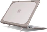 📦 matte coated hard shell surface laptop go case - fintie protective cover with fold kickstand, khaki (12.4 inch, heavy duty) logo