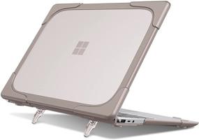 img 4 attached to 📦 Matte Coated Hard Shell Surface Laptop Go Case - Fintie Protective Cover with Fold Kickstand, Khaki (12.4 Inch, Heavy Duty)