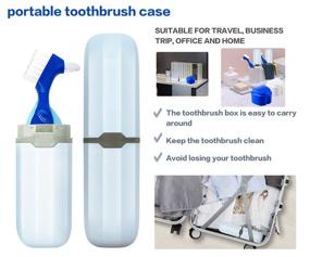 img 1 attached to удобный набор для ухода за съемными протезами с футляром для протезов, стаканами, зубной щеткой и портативным ящиком для путешествий - синий и белый