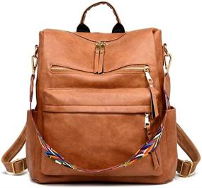 img 4 attached to 🎒 Stylish and Versatile Backpack Purses: PU Leather Convertible Satchel Handbags and Shoulder Bags for Women