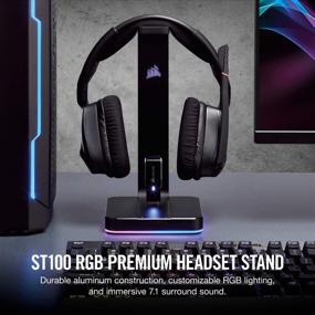 img 3 attached to Corsair ST100 RGB Premium Headset Stand: Experience 7.1 Surround Sound with 3.5mm and 2xUSB 3.0 Connectivity
