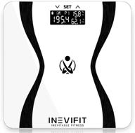 📊 highly accurate digital body-analyzer scale by inevifit, measures weight, body fat, water, muscle & bone mass for 10 users. includes batteries logo