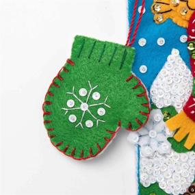 img 1 attached to 🎄 Bucilla Felt Applique Christmas Stocking Kit: Building a Snowman, 18" - Create a Festive Snowman-themed Stocking!