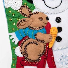 img 2 attached to 🎄 Bucilla Felt Applique Christmas Stocking Kit: Building a Snowman, 18" - Create a Festive Snowman-themed Stocking!