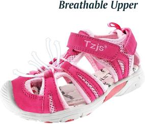 img 3 attached to 👣 Ultimate Comfort for Tiny Explorers: TZJS Closed Toe Toddler Sandals in Pink, Perfect Boys' Shoes for Sandals