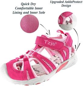 img 2 attached to 👣 Ultimate Comfort for Tiny Explorers: TZJS Closed Toe Toddler Sandals in Pink, Perfect Boys' Shoes for Sandals