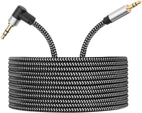 img 4 attached to 🎧 High-Quality 50ft Right Angle Nylon Braided Aux Cable by Morelecs - Male to Male AUX Cord Compatible with Headphones, iPods, iPhones, iPads, Home/Car Stereos and More (Grey)