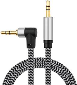 img 3 attached to 🎧 High-Quality 50ft Right Angle Nylon Braided Aux Cable by Morelecs - Male to Male AUX Cord Compatible with Headphones, iPods, iPhones, iPads, Home/Car Stereos and More (Grey)